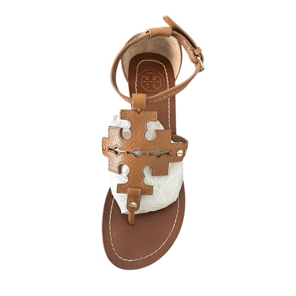 Tory Burch Phoebe Tan Leather Flat Thong Sandal Royal Tan Brown US Size 7 - Picture 11 of 14